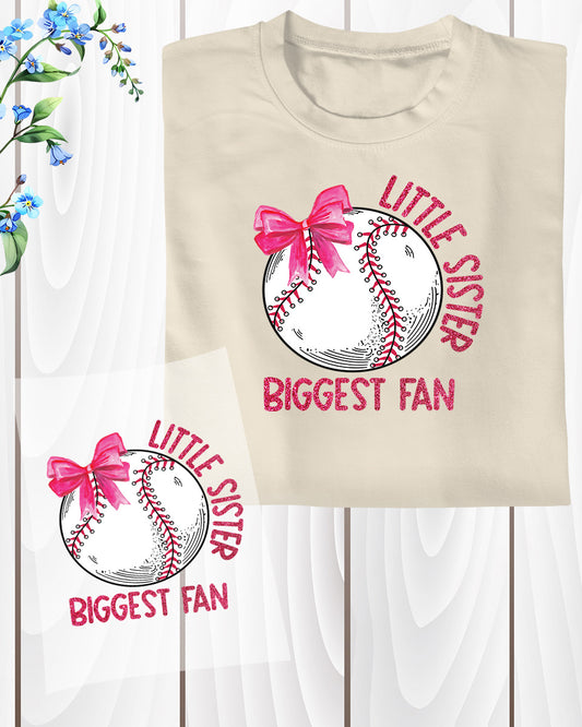 Little Sister Biggest Fan Baseball DTF Transfer Film