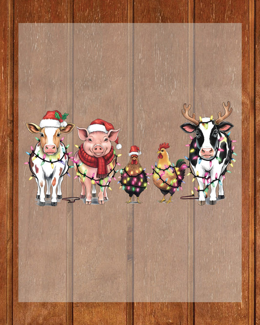 Farm Animals Christmas DTF Transfer