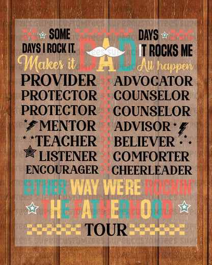 Fatherhood Tour DTF Transfer