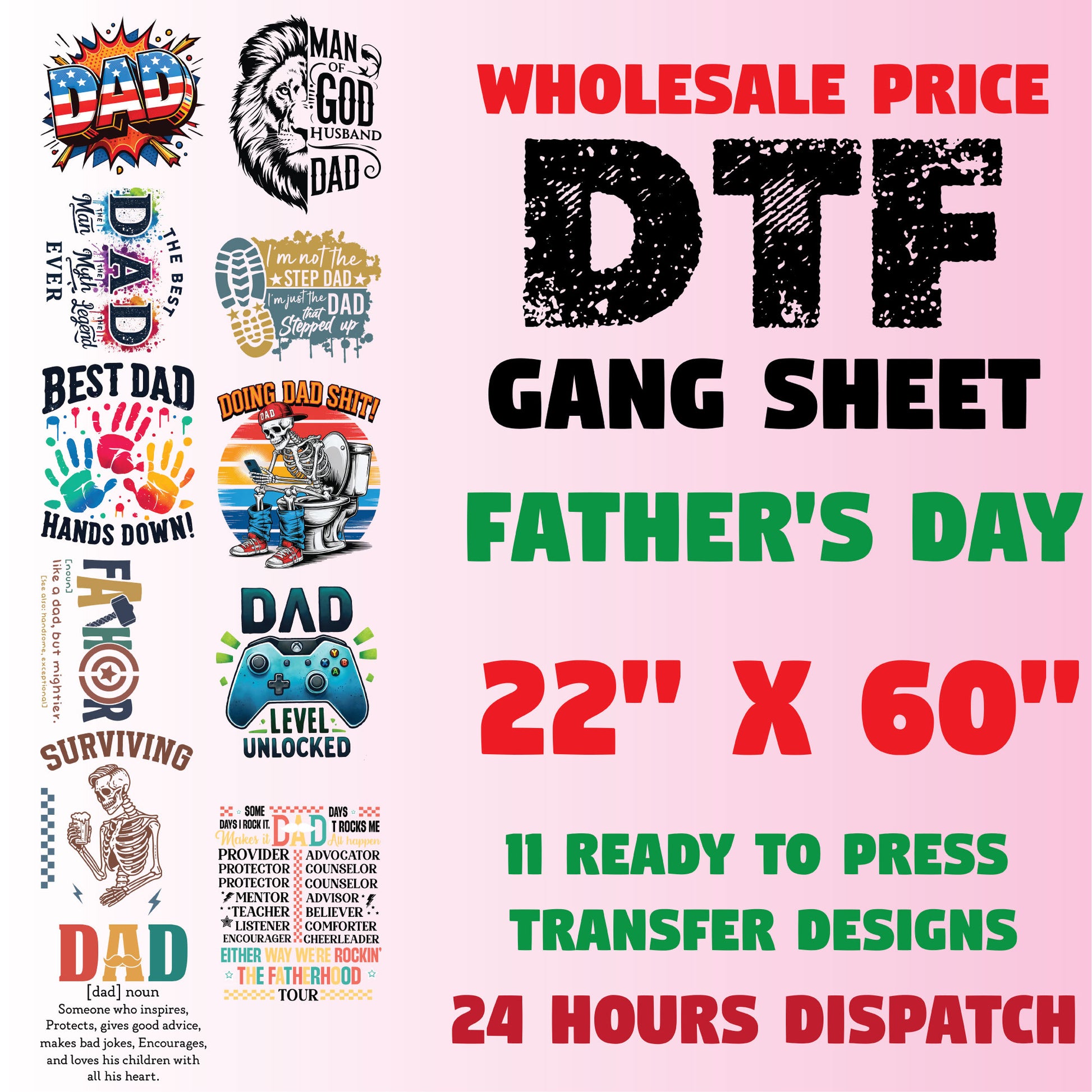 Father's Day DTF Transfer Premade Gang sheet