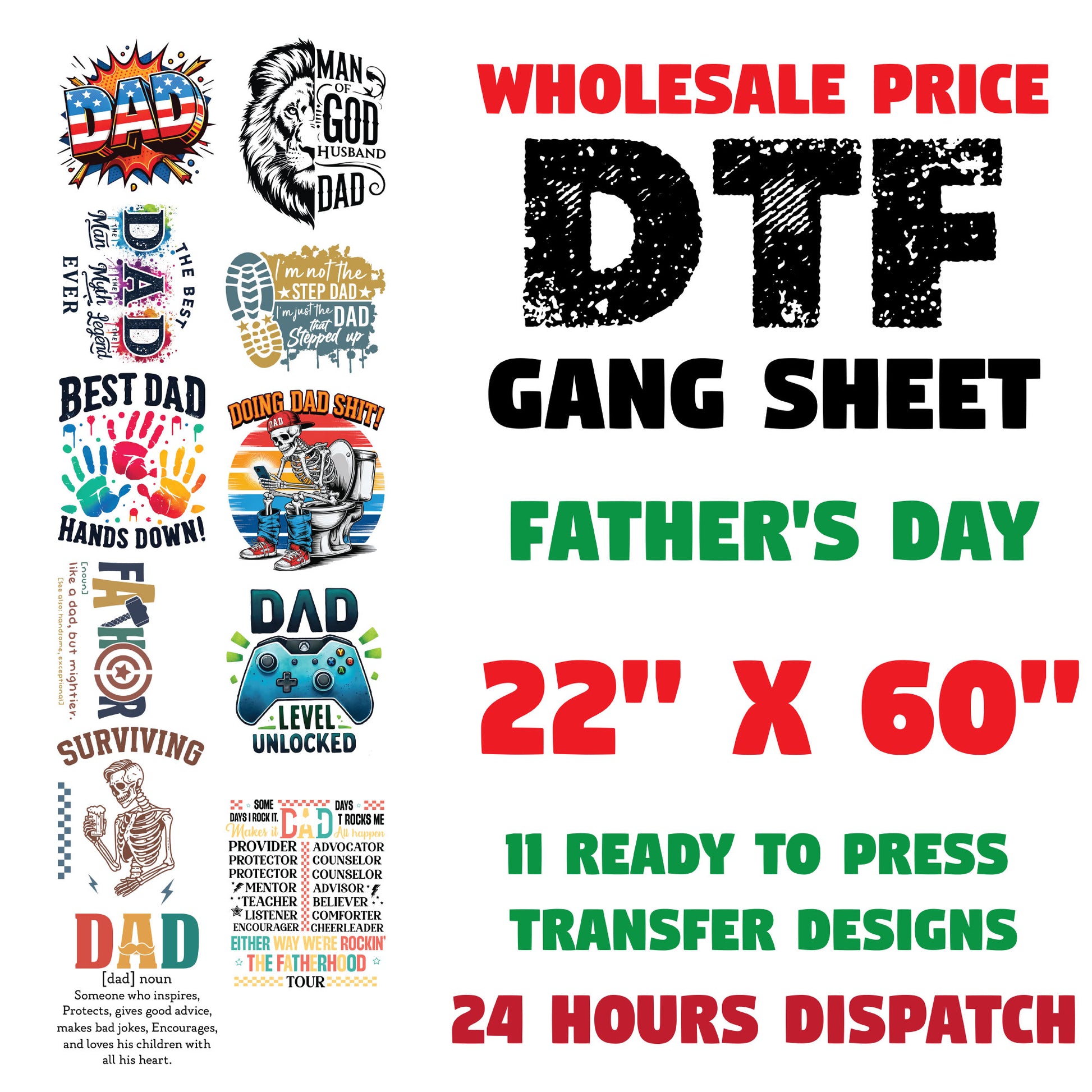 Father's Day DTF Transfer Premade Gang sheet