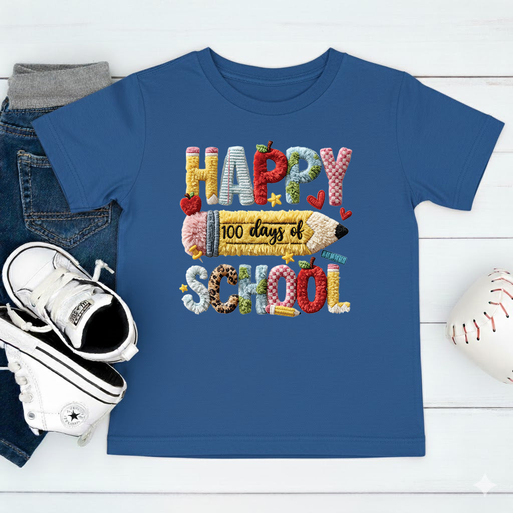 Faux Yarn 100 Days of School T Shirt Happy 100 Days of School Tee Kids Teens Boys Girls Women Men School Learning Shirt