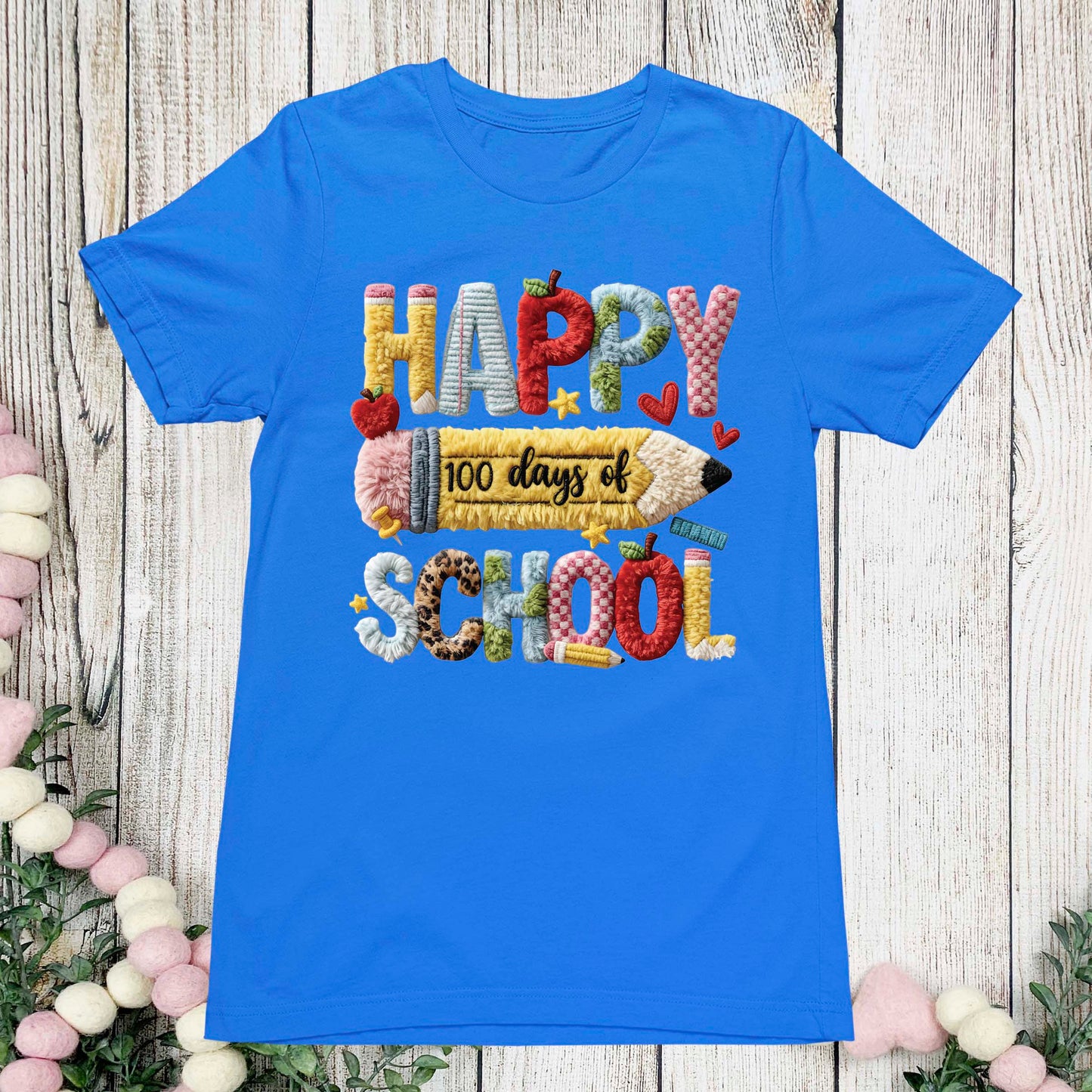 Faux Yarn 100 Days of School T Shirt Happy 100 Days of School Tee Kids Teens Boys Girls Women Men School Learning Shirt