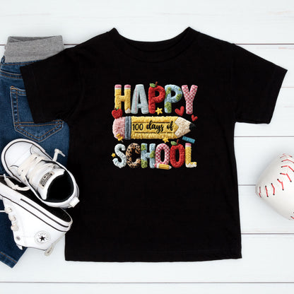 Faux Yarn 100 Days of School T Shirt Happy 100 Days of School Tee Kids Teens Boys Girls Women Men School Learning Shirt