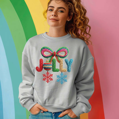 Faux Yarn Christmas Holly Jolly DTF Transfer Ready to Press, Holiday Heat Press Design, Xmas Shirt Print, UV DTF Sticker, Christmas Gift Idea