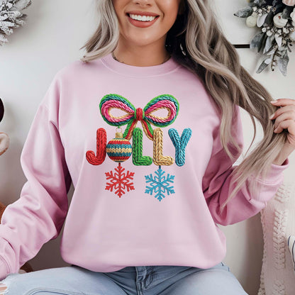 Faux Yarn Christmas Holly Jolly DTF Transfer Ready to Press, Holiday Heat Press Design, Xmas Shirt Print, UV DTF Sticker, Christmas Gift Idea