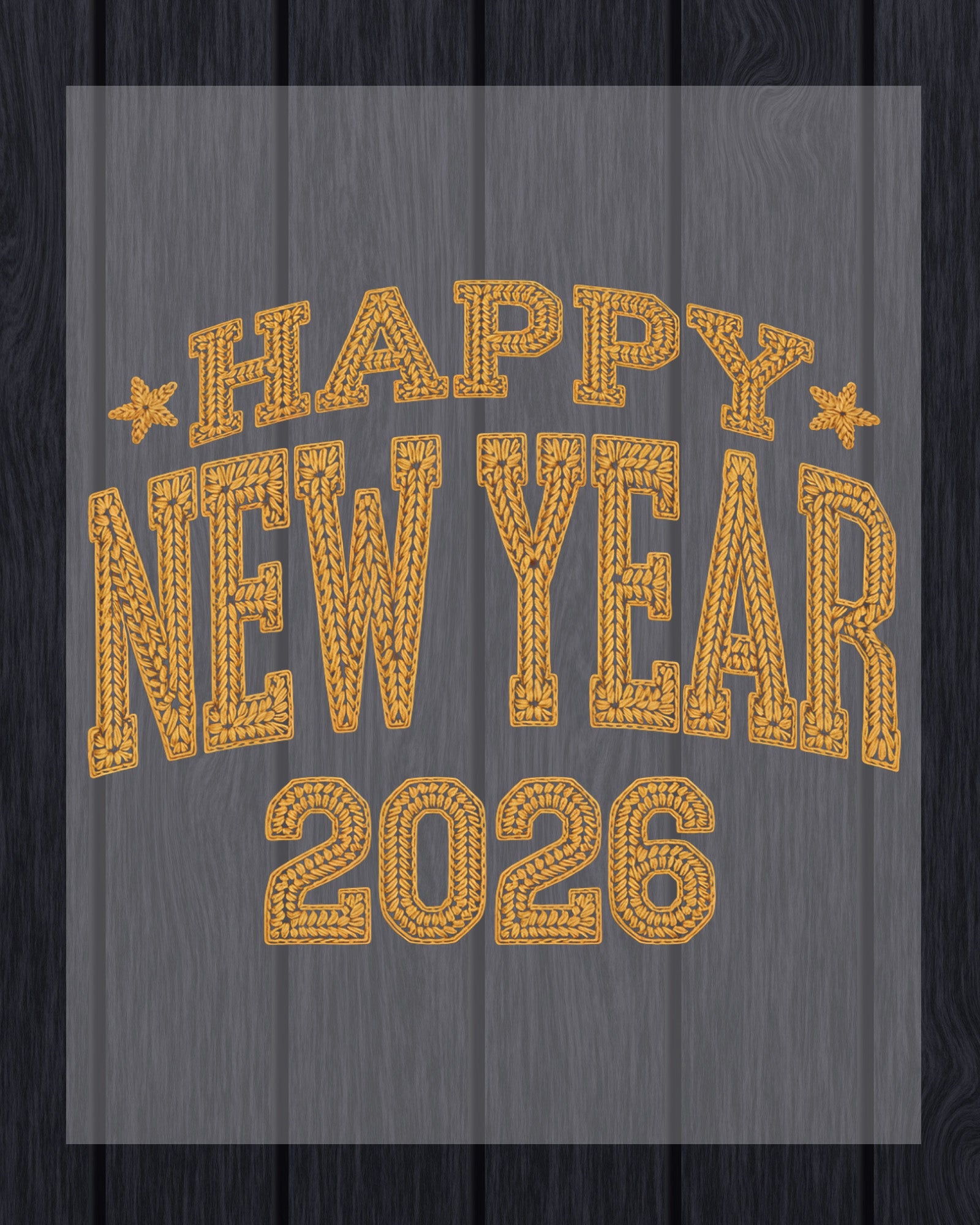 Faux Yarn Happy New Year 2026 DTF Transfer, Ready to Press Heat Transfer for Shirts, Festive Holiday Faux Yarn New Year Design, UV Sticker