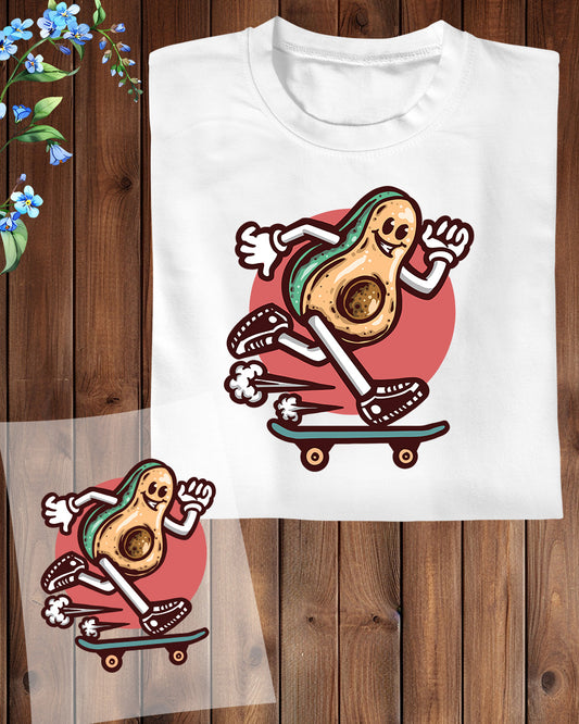 Funny Skateboarding Avocado DTF Transfer Sheets