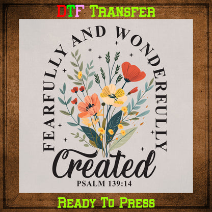 Fearfully And Wonderfully Christian DTF Transfer