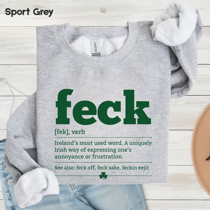 Feck Definition St Patrick’s Day Shirts Shamrock Sweatshirt Saint Patrick Party Tees Irish Green Sweater For Men Women Kids