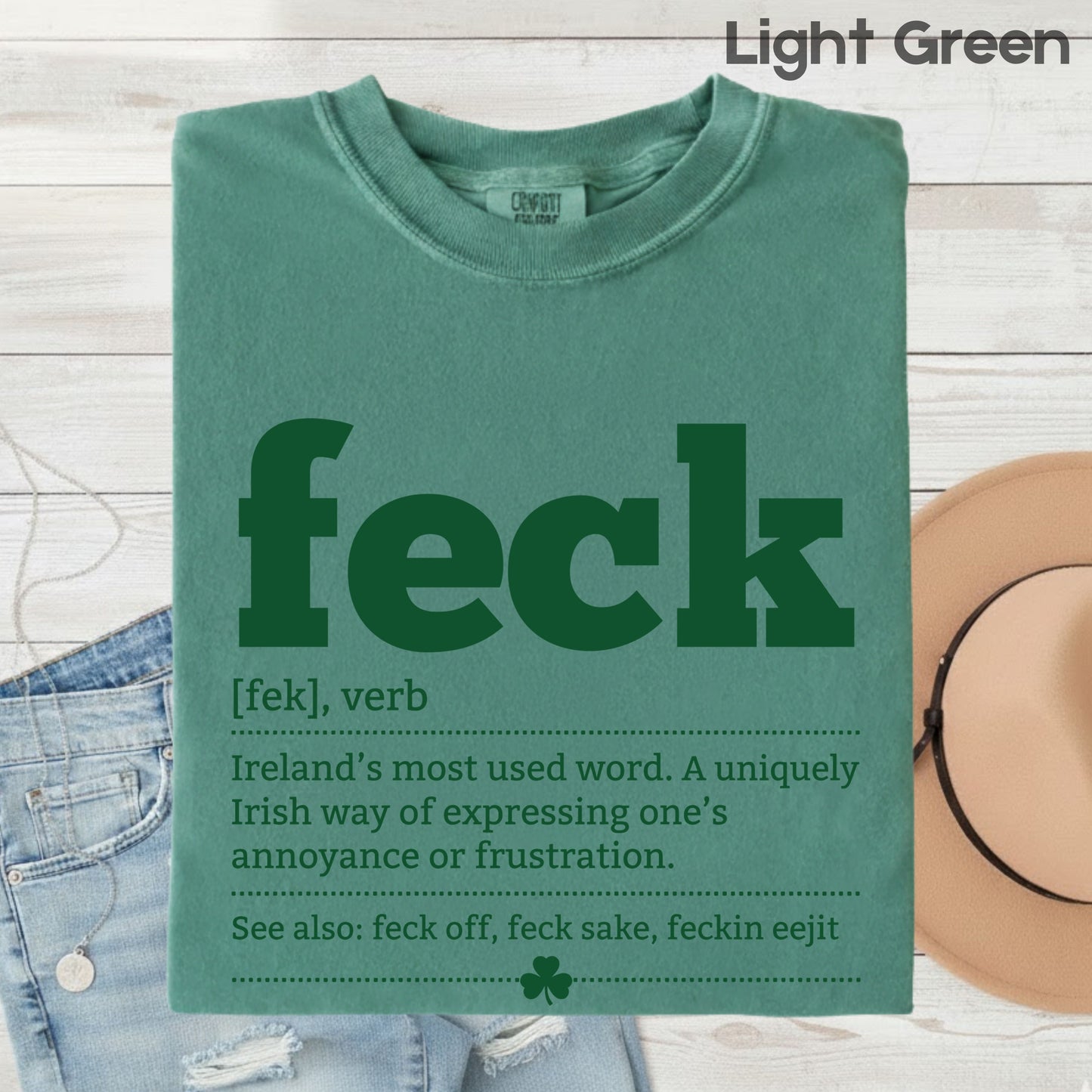 Feck Definition St Patrick’s Day Shirts Shamrock Sweatshirt Saint Patrick Party Tees Irish Green Sweater For Men Women Kids