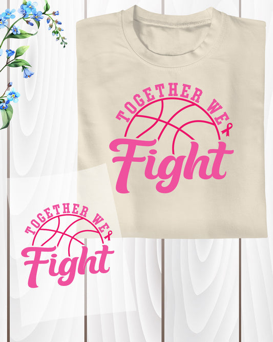 Together We Fight Basketball Pink Cancer DTF Transfer Film