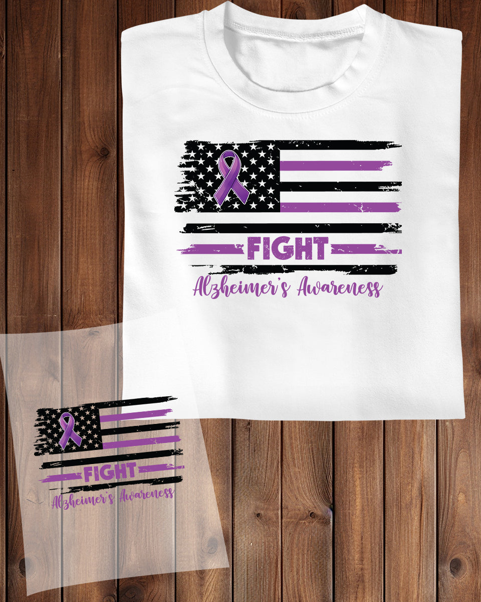 Fight Alzheimer USA Flag DTF Transfer Film