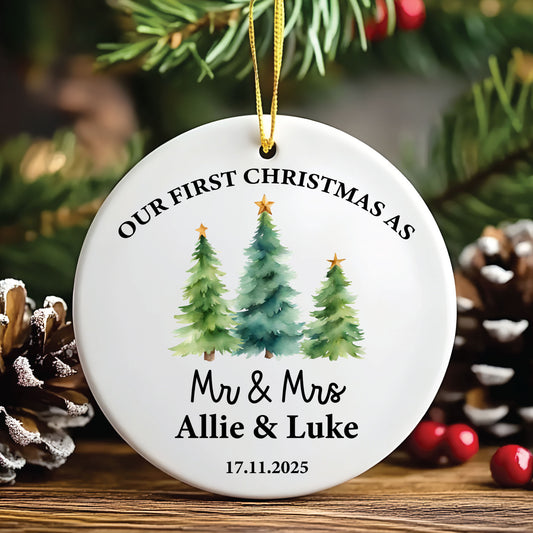First Christmas Married Ornament As Mr and Mrs