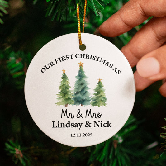First Christmas Married Ornament As Mr and Mrs
