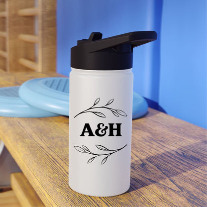 Floral Wedding Anniversary  Custom Water Bottle