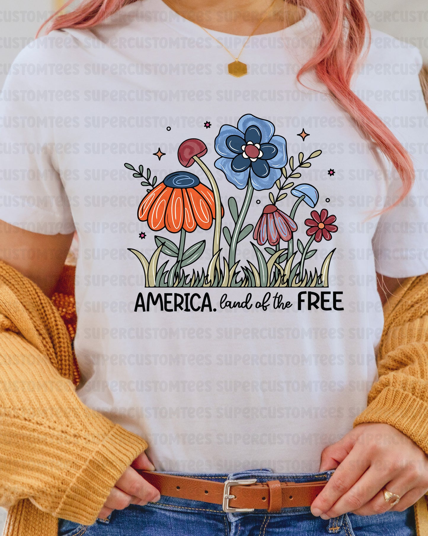 Floral America DTF Transfer Ready to Press