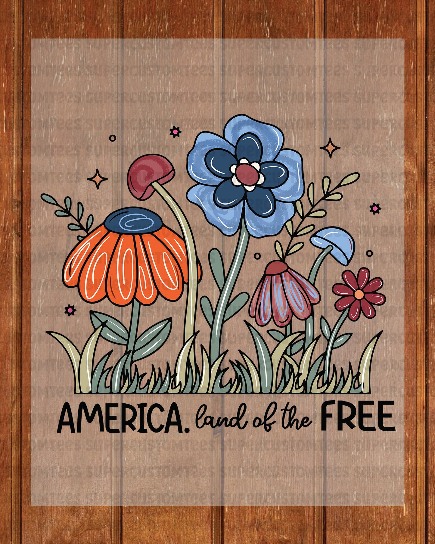 Floral America DTF Transfer Ready to Press