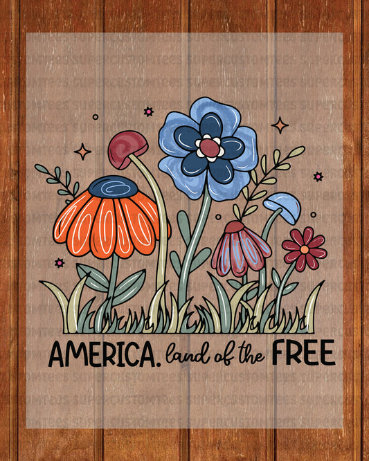 Floral America DTF Transfer Ready to Press