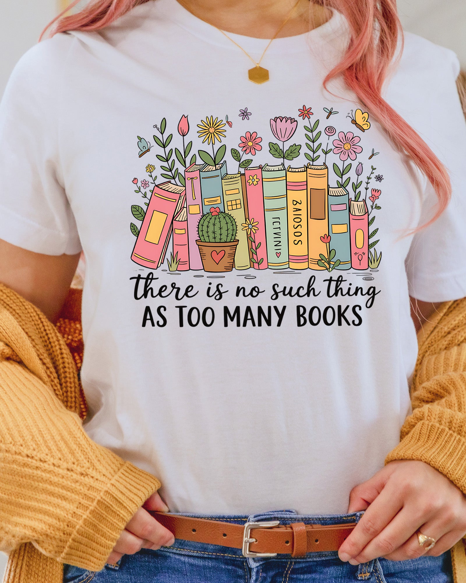 Floral Bookish There No Such Thing Too Many Books DTF Transfer