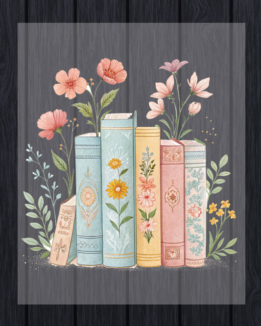 Floral Books Clipart DTF Transfer