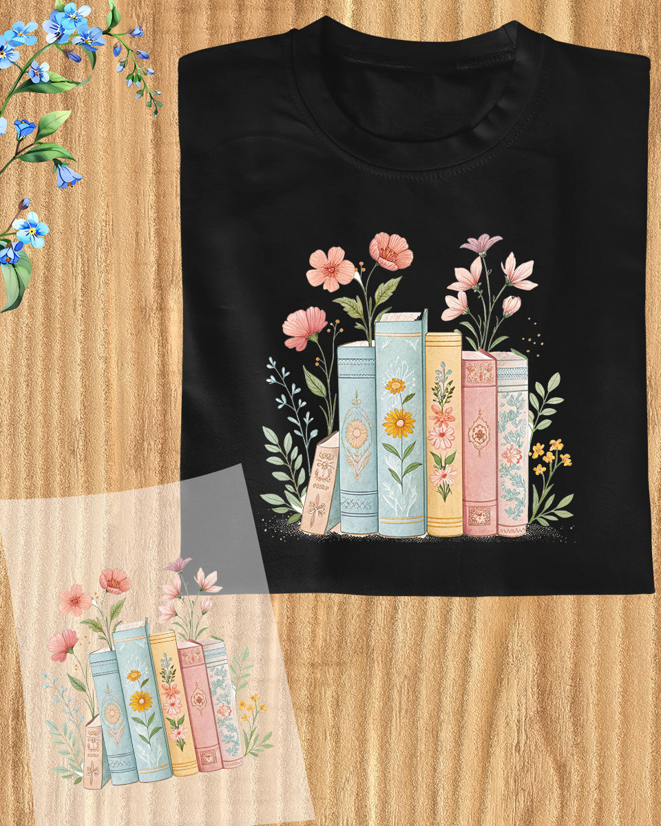 Floral Books Clipart DTF Transfer