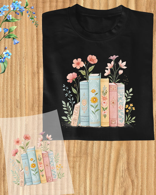 Floral Books Clipart DTF Transfer