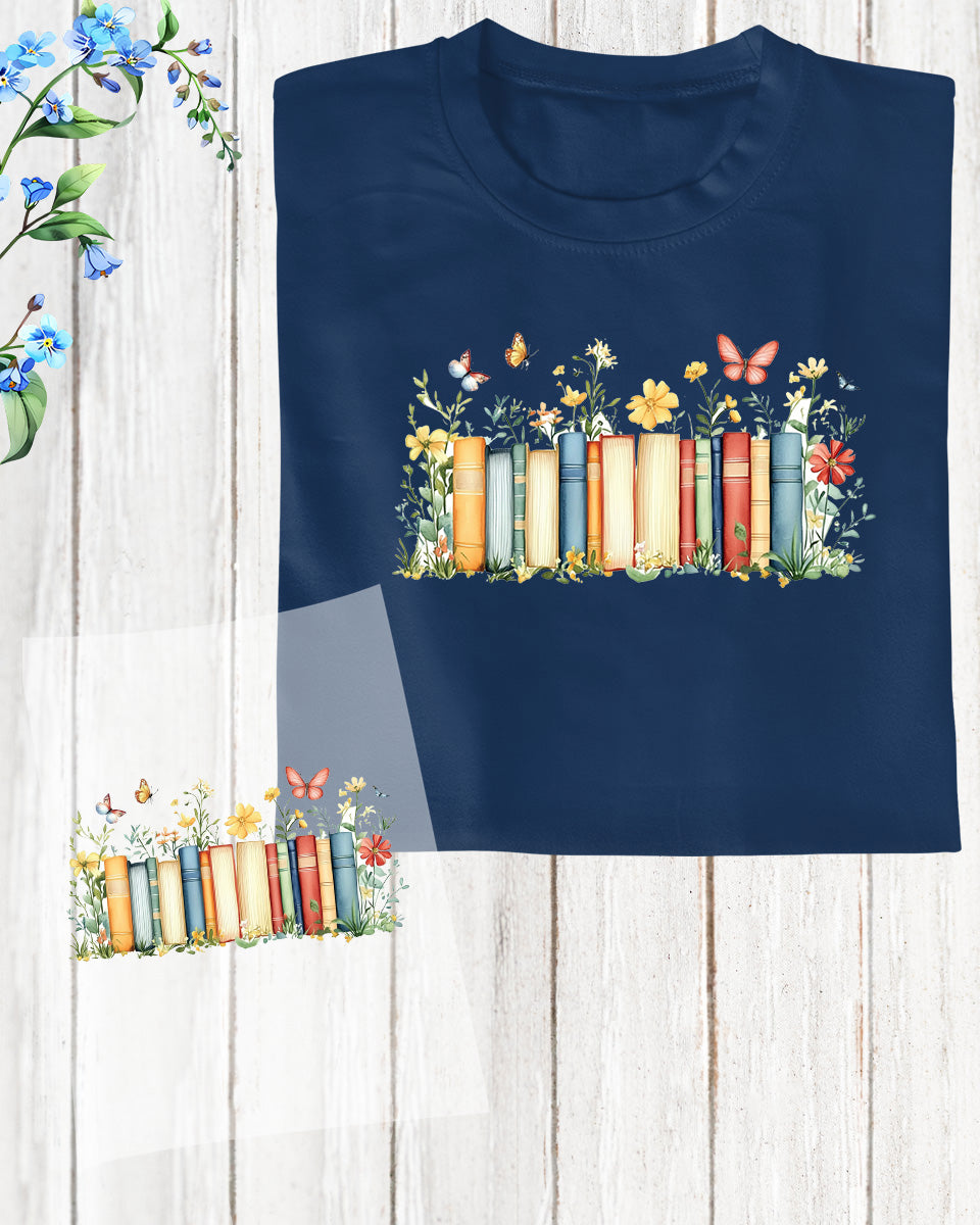 Floral Books  Reading DTF Transfer