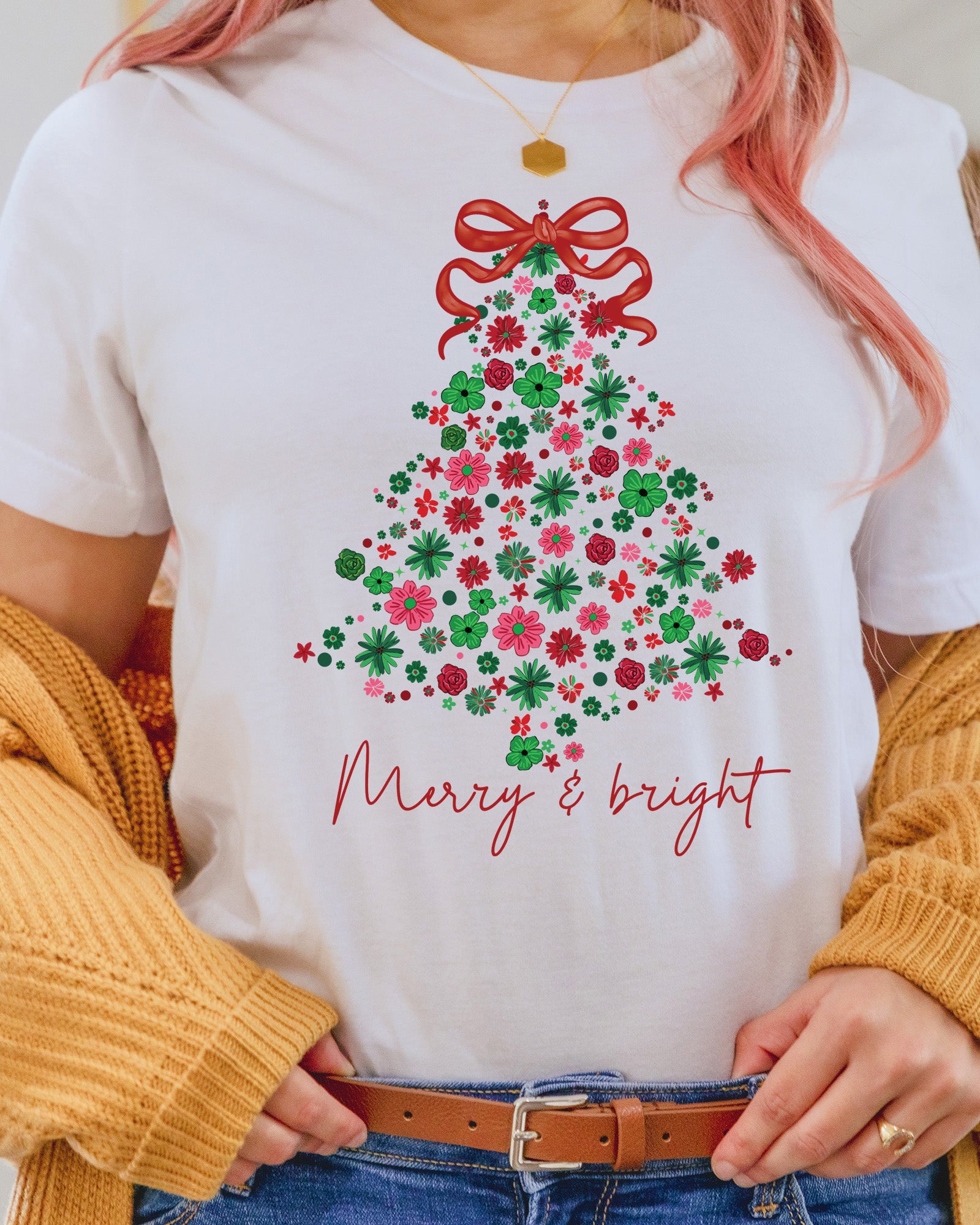 Floral Christmas Tree Coquette DTF Transfer