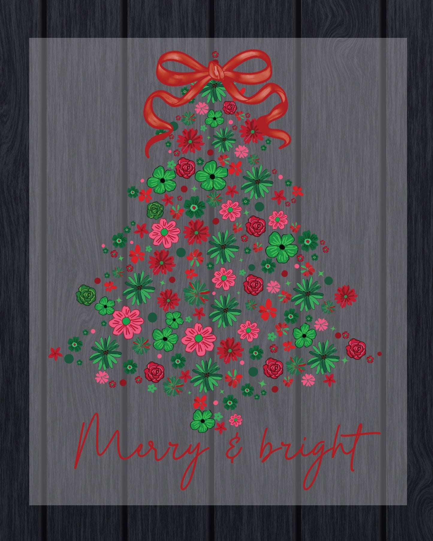 Floral Christmas Tree Coquette DTF Transfer