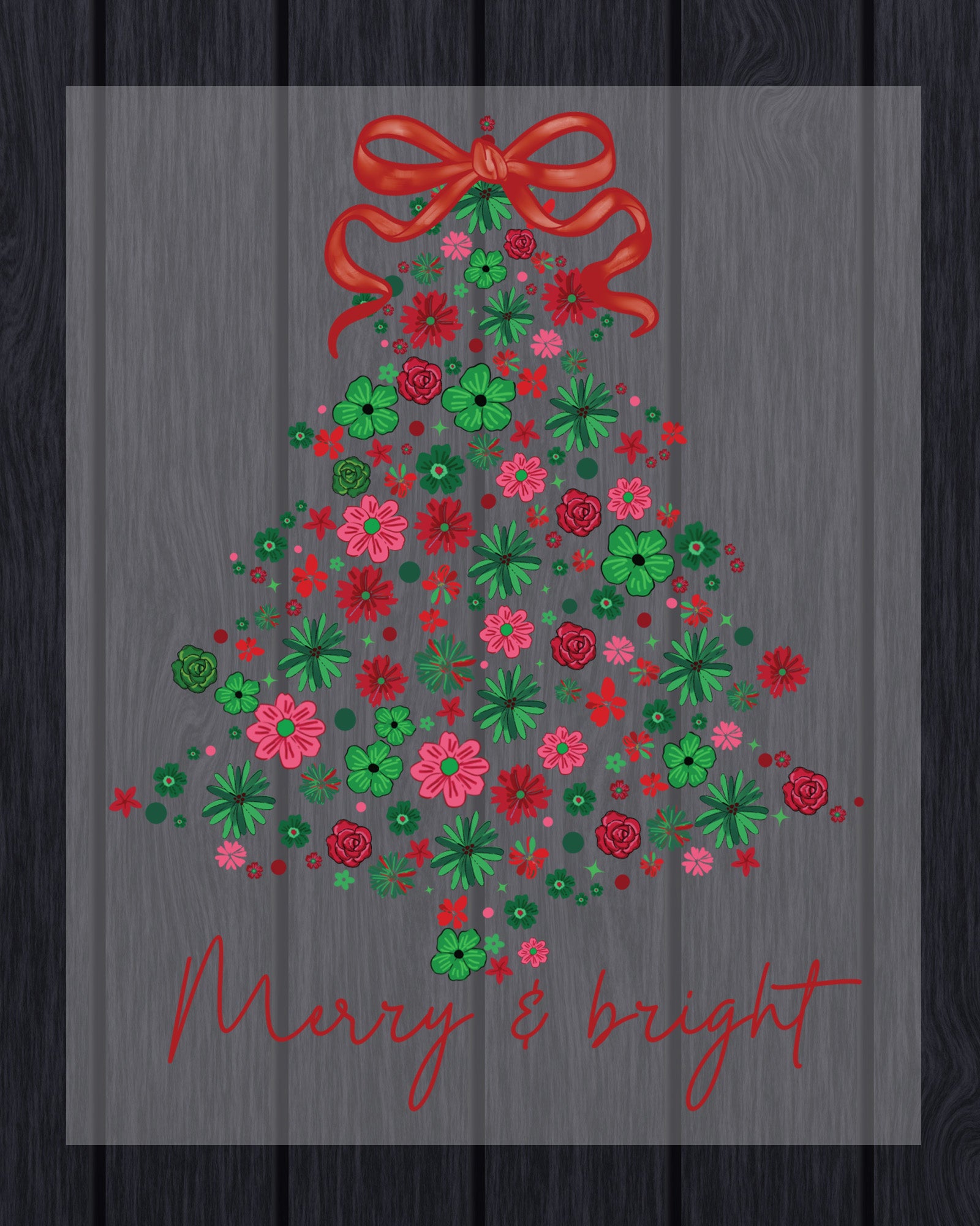 Floral Christmas Tree Coquette DTF Transfer