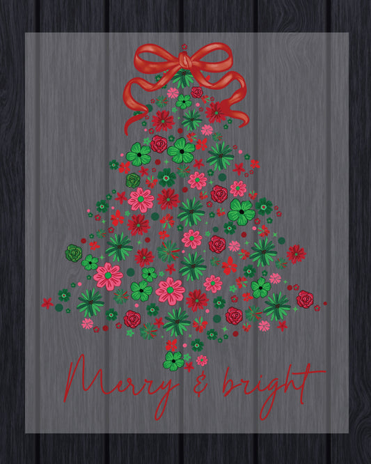 Floral Christmas Tree Coquette DTF Transfer