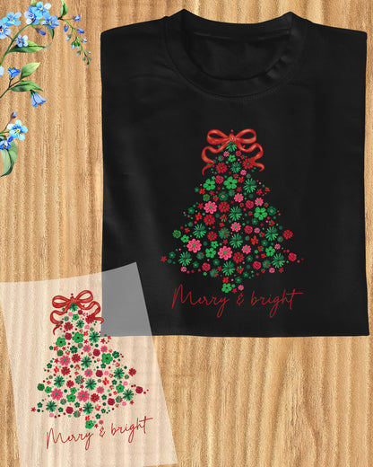 Floral Christmas Tree Coquette DTF Transfer