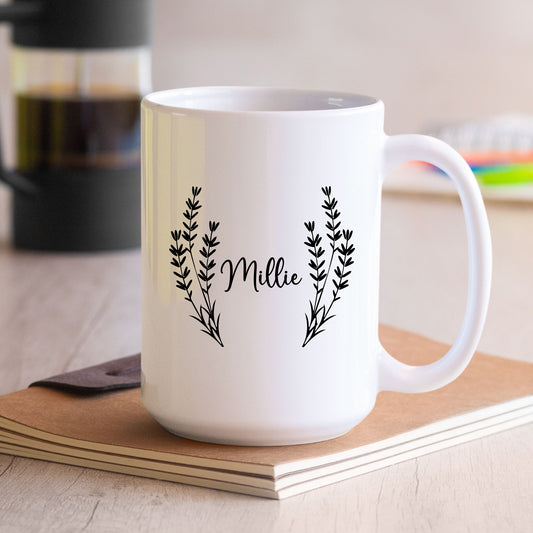 Floral Custom Name Tumbler Mug