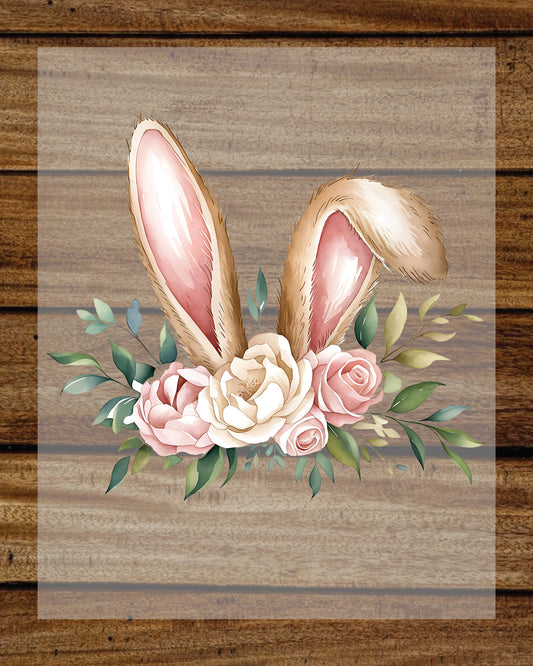 Floral Easter Bunny Ears Ready to Press Heat Transfers