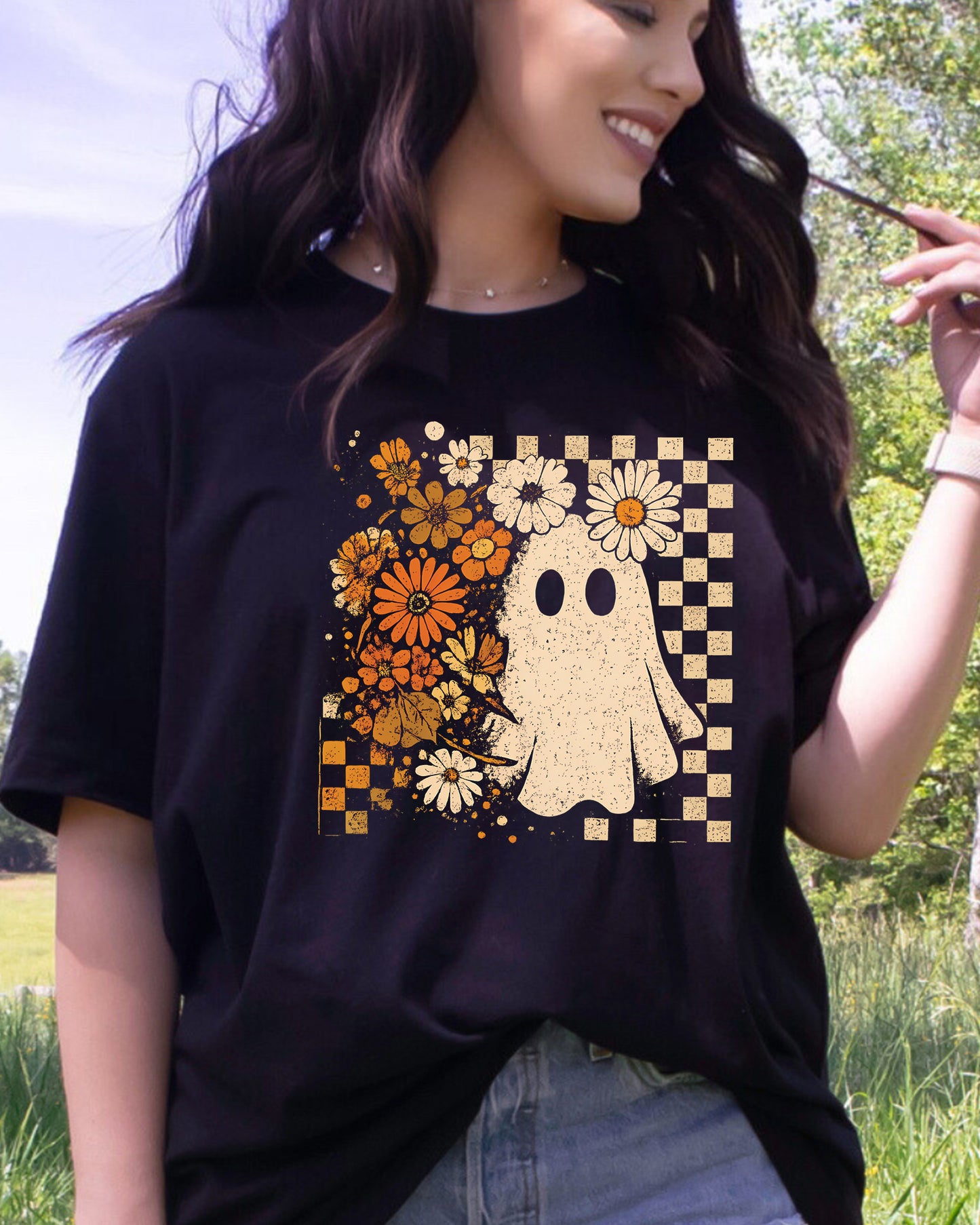 Floral Fall Ghost Boho Halloween Autumn DTF Transfer