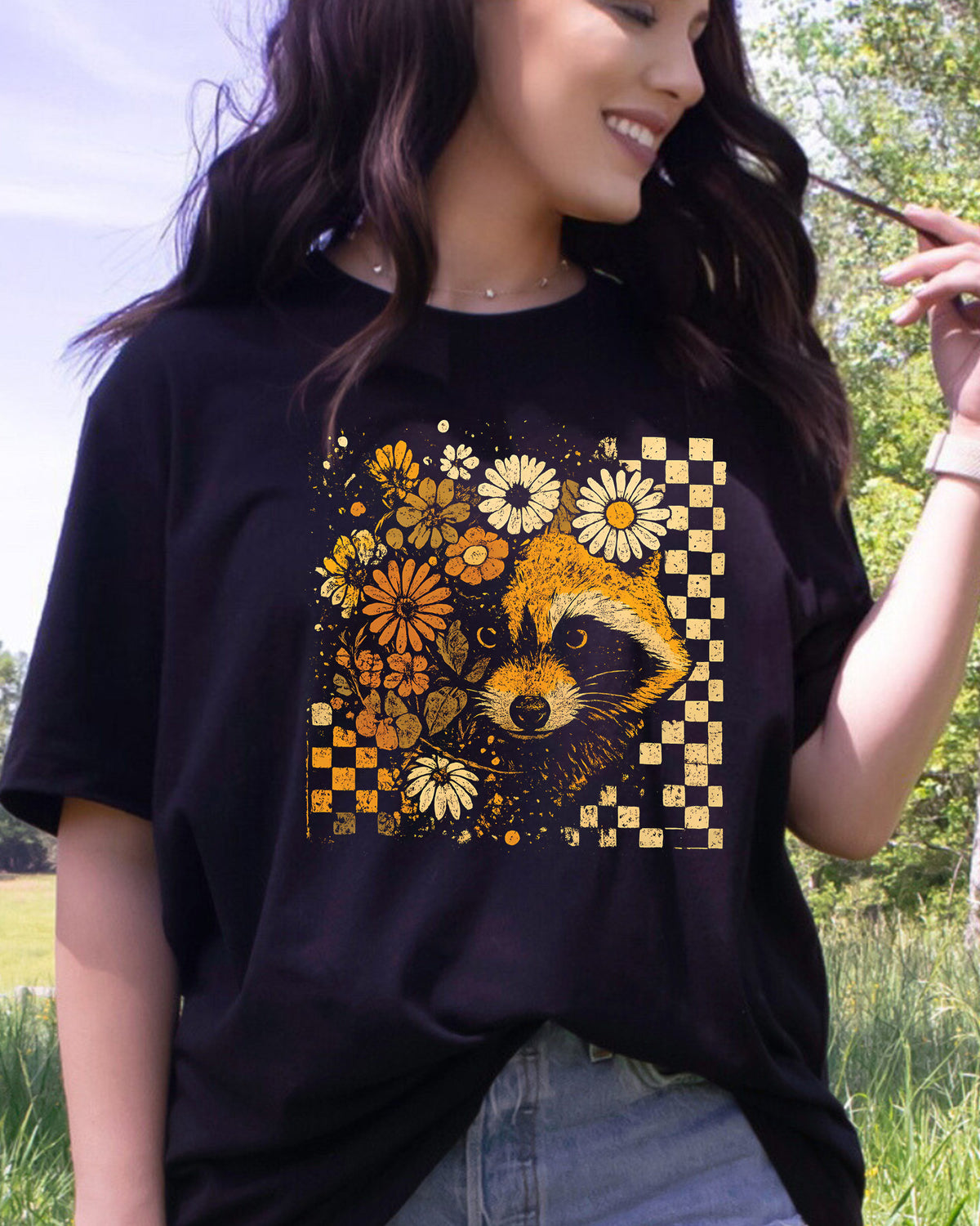 Floral Fall Raccoon Boho Halloween DTF Transfer