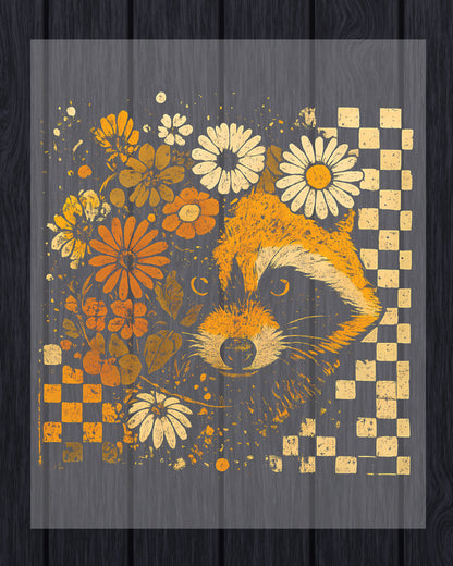 Floral Fall Raccoon Boho Halloween DTF Transfer