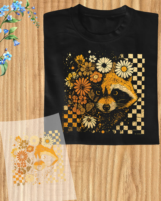 Floral Fall Raccoon Boho Halloween DTF Transfer