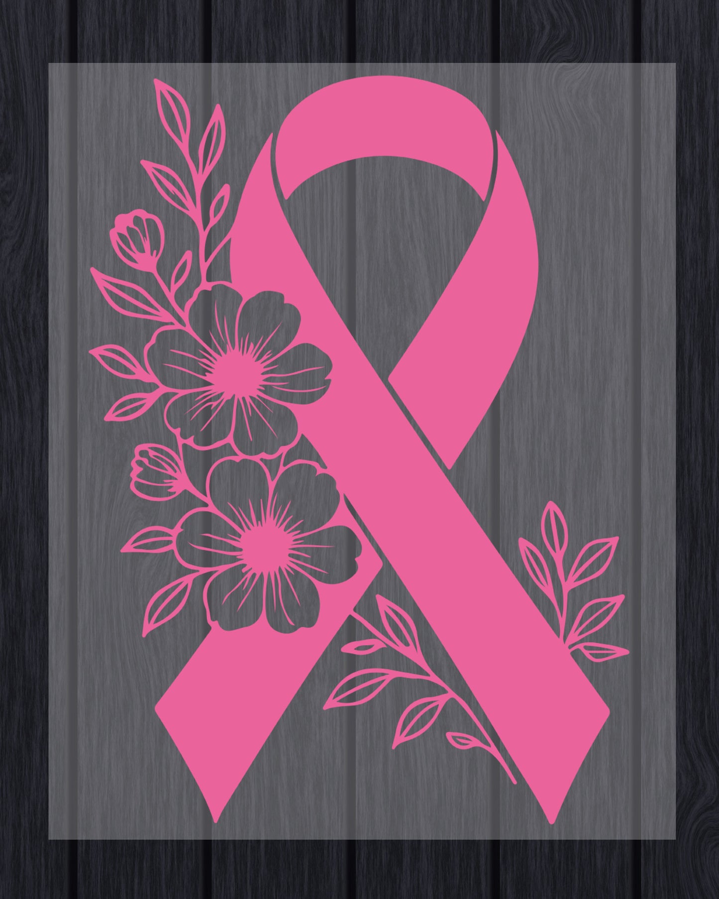 Floral Pink Ribbon Breast Cancer DTF Transfer