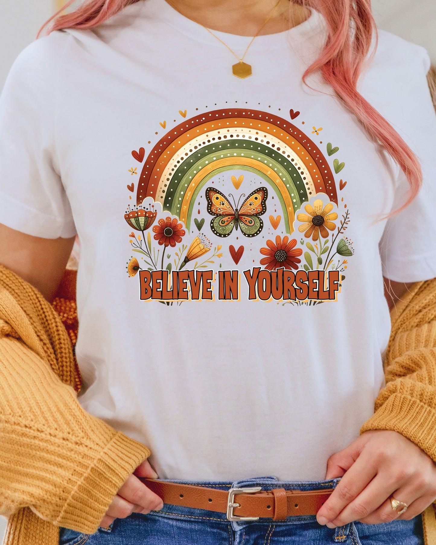 Floral Believe in Yourself Heat Transfer