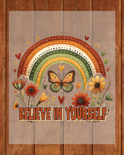 Floral Believe in Yourself Heat Transfer