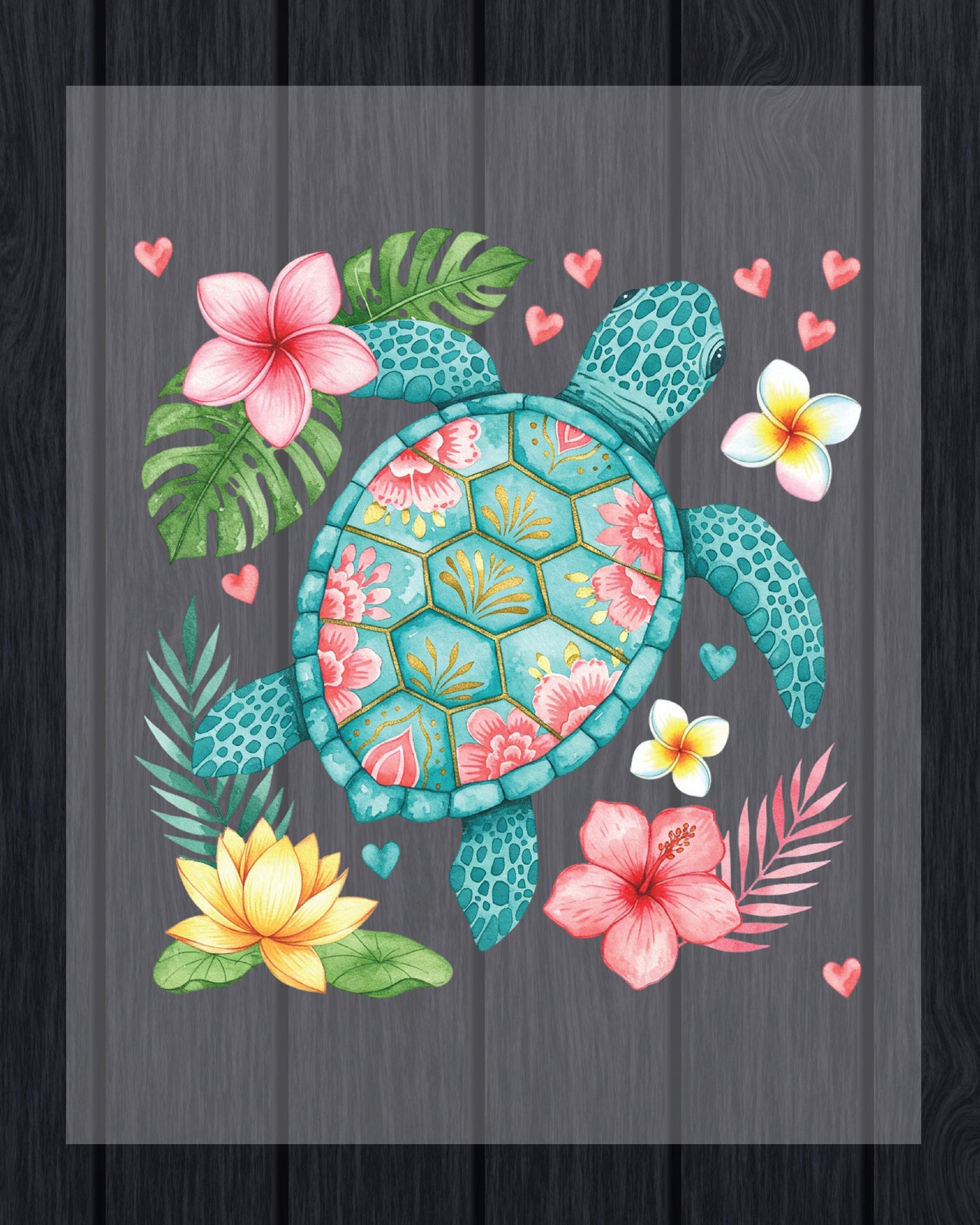 Floral Sea Turtle Summer Beach DTF Transfer
