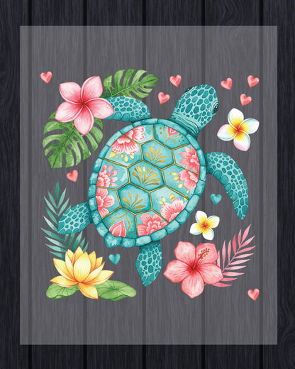 Floral Sea Turtle Summer Beach DTF Transfer