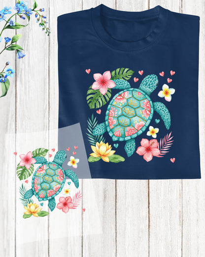 Floral Sea Turtle Summer Beach DTF Transfer