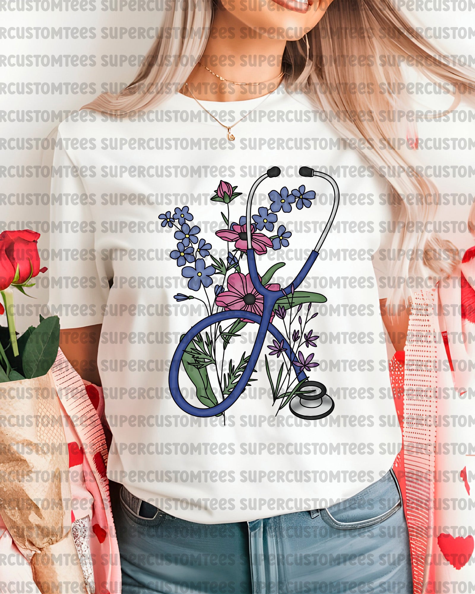 Floral Stethoscope Nurse DTF Transfer