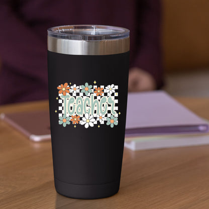 Floral Teacher Retro Checker Teach DTF Transfer