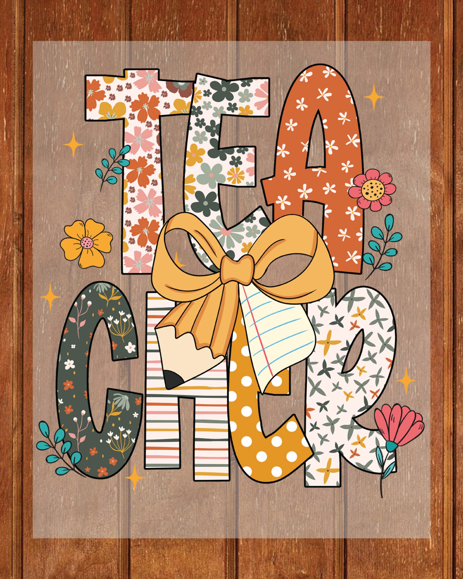 Floral Teacher Wildflower DTF Transfer