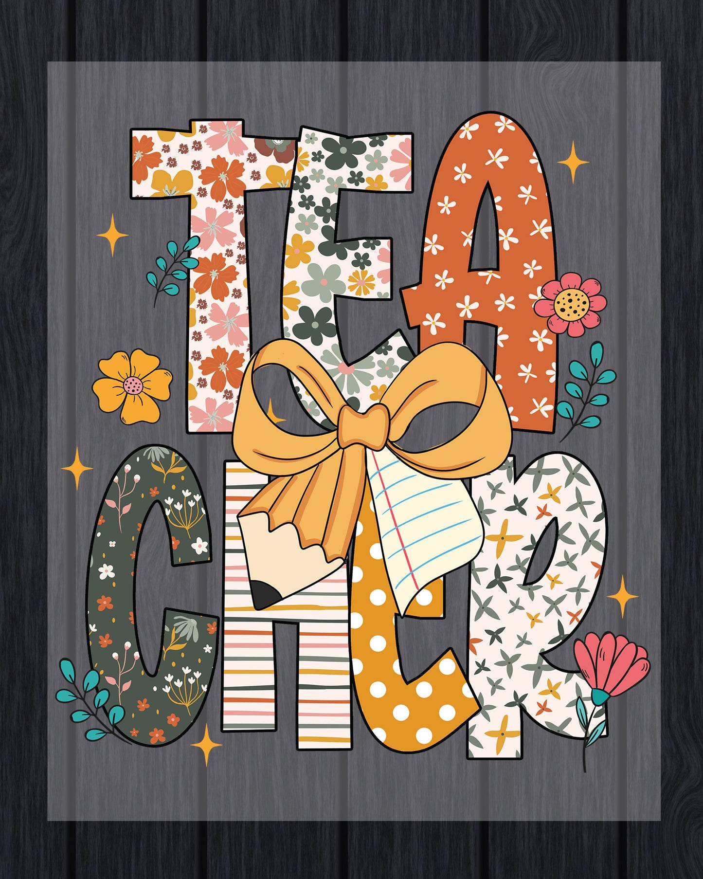 Floral Teacher Wildflower DTF Transfer