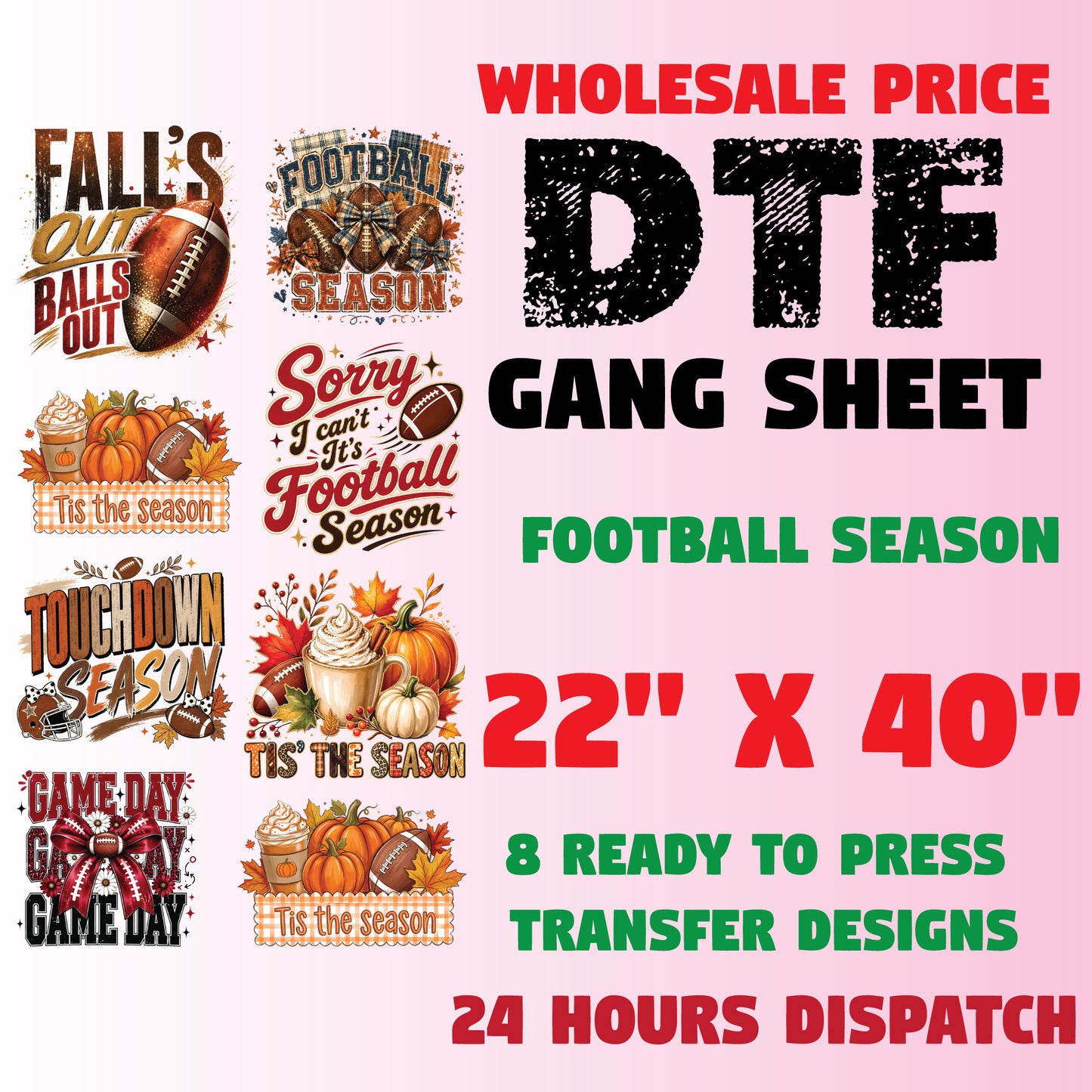 Football DTF Transfer Ready to Press Premade DTF Gang Sheet Game Day Sorry I Cant Its Football Season Fall Heat Transfer For Shirt